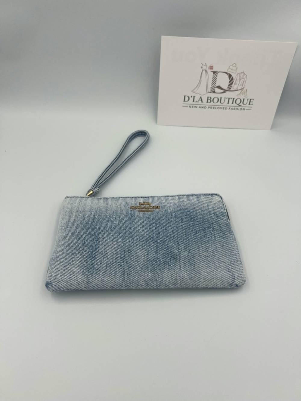 Coach Large Corner Zip Wristlet In Loved Denim - Picture 7 of 7